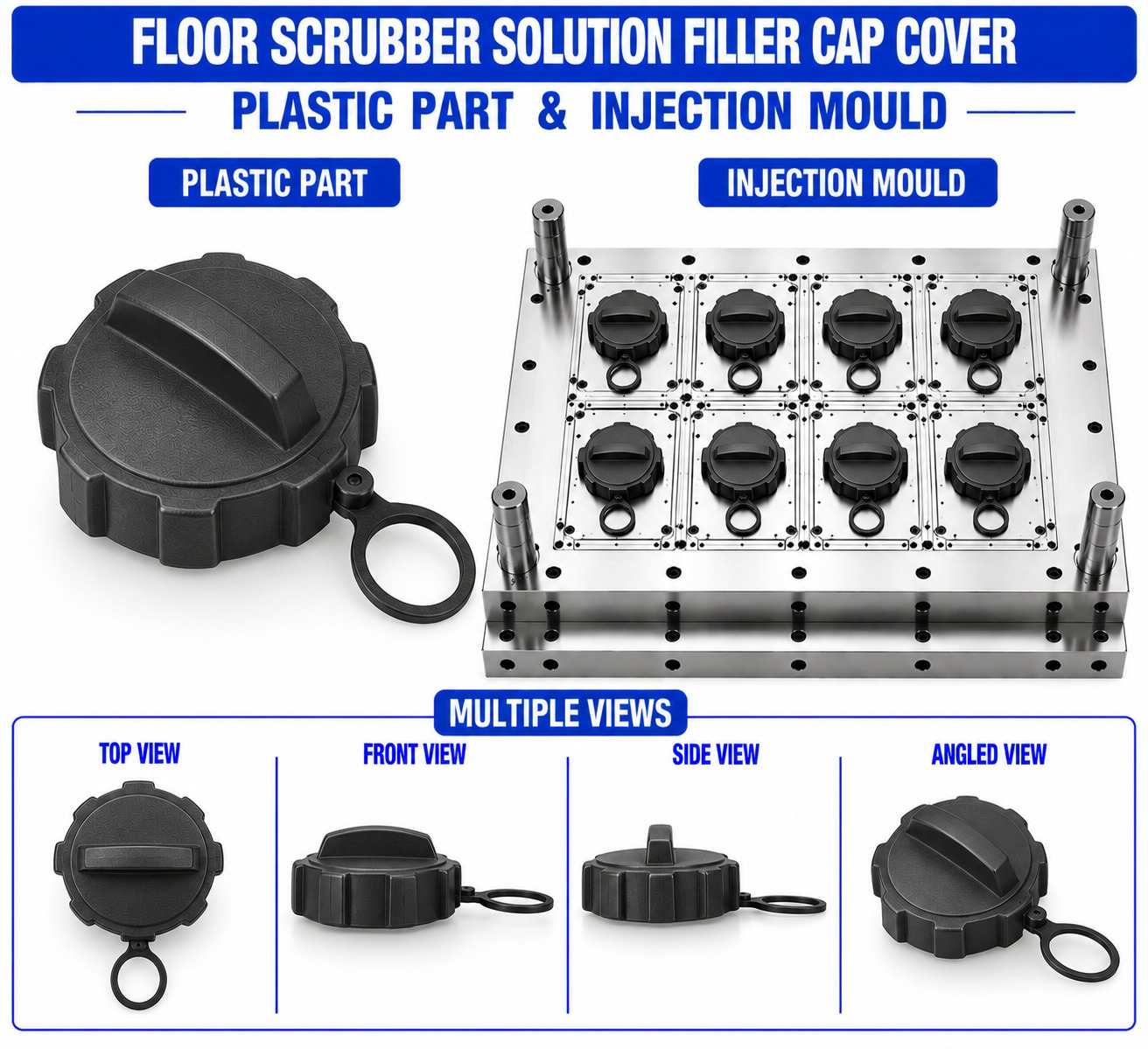 Floor Scrubber Plastic Solution Filler Cap Cover Mould and Moulding Service